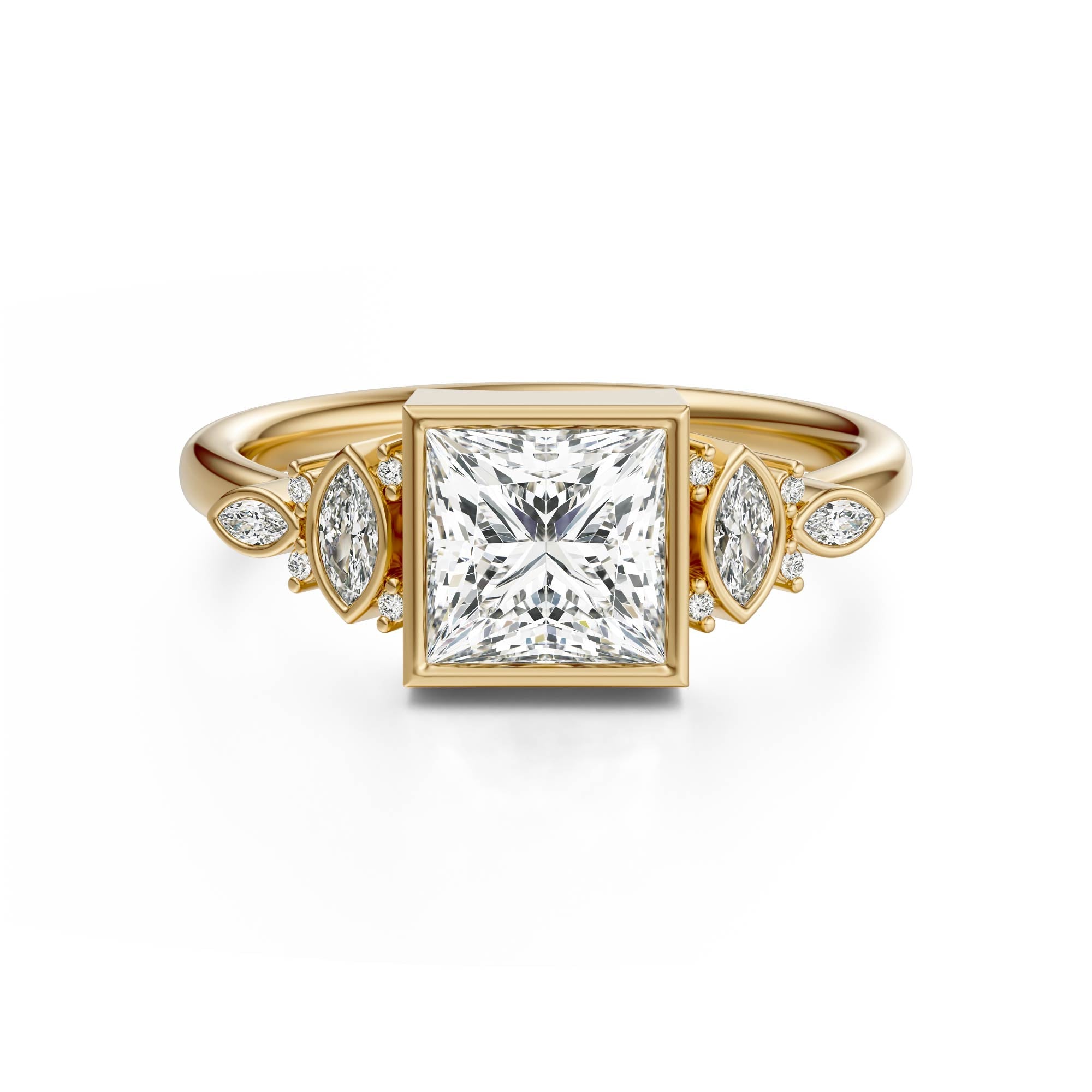 Marquise Shaped Three Stone Lab Grown Diamond Engagement Ring